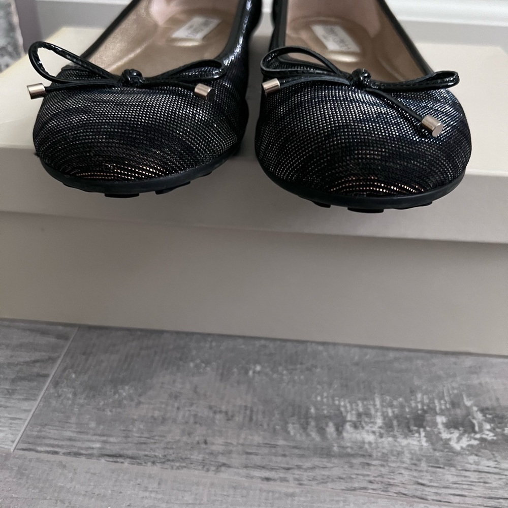 JIMMY CHOO Authentic Size 36 Metallic Black and Brown Tiger Stripe Balle… - Picture 6 of 9